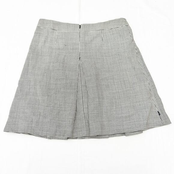 Akris Punto Pleated Checkered Diamond Patterned Black White Skirt Wool Size 12 - Picture 3 of 4